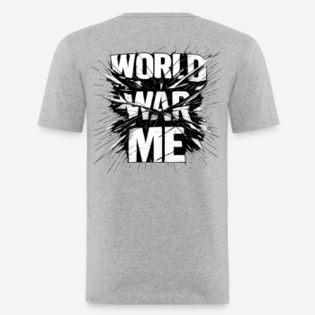 Preview: WORLD WAR ME Slim Fit T-Shirt in grau mit Rückendruck